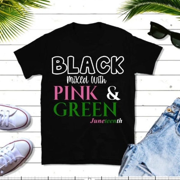 Black mixed with pink & green Juneteenth  AKA Inspired