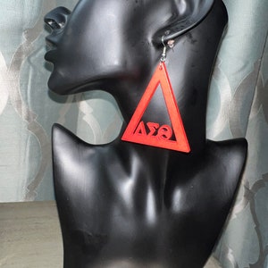 Triangle Delta Sigma Theta Earrings, Greek Letters, DST