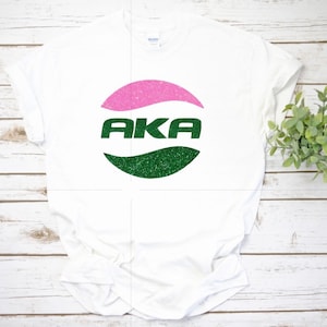 Ladies AKA Inspired T-Shirt, AKA - Short Sleeve / Pink and Green  / Sorority8