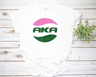 Ladies AKA Inspired T-Shirt, AKA - Short Sleeve / Pink and Green  / Sorority8