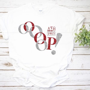 Ooooop Delta Sigma V-Neck Theta Tshirt, 1913, DST, Full Glitter Tee