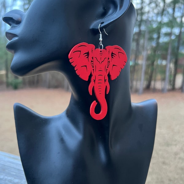 Elephant Wooden Earrings, DST inspired.