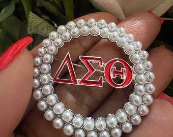 For DST Diamond and Pearls Sliver Pin Delta Sigma Theta Brooch