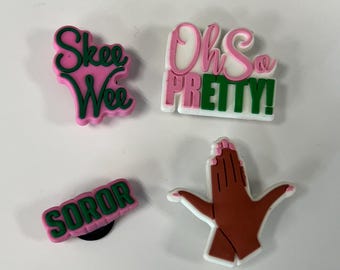 Shoe Charms, Pink and Green, AKA,