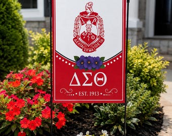 Delta Sigma Theta Garden Flag , DST Outdoor Yard Flag , ΔΣΘ Sorority Lawn Decor,  Double Sided Greek Paraphernalia, Housewarming Gift