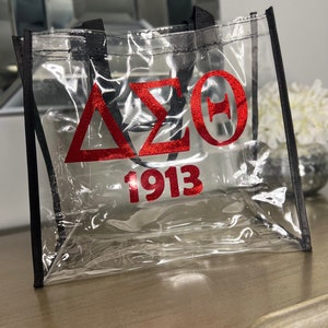 Delta Sigma Theta clear tote, stadium approved bag, gift