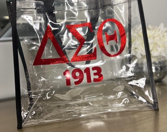 Delta Sigma Theta clear tote, stadium approved bag, gift