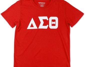 Delta Sigma Theta glitter dry fit tee, black or red, DST Shirt, Workout, Fitness