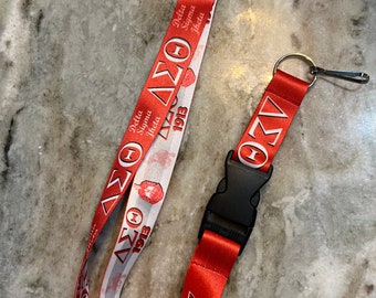 Delta Sigma Theta Landyard, DST, Keychain, Red and White