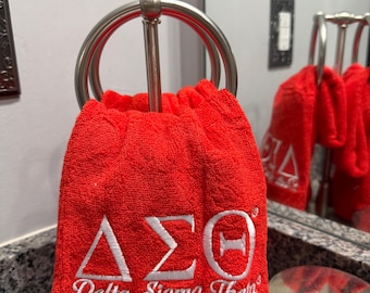 Delta Sigma Theta hand towel red, Embroidery, gym towel,
