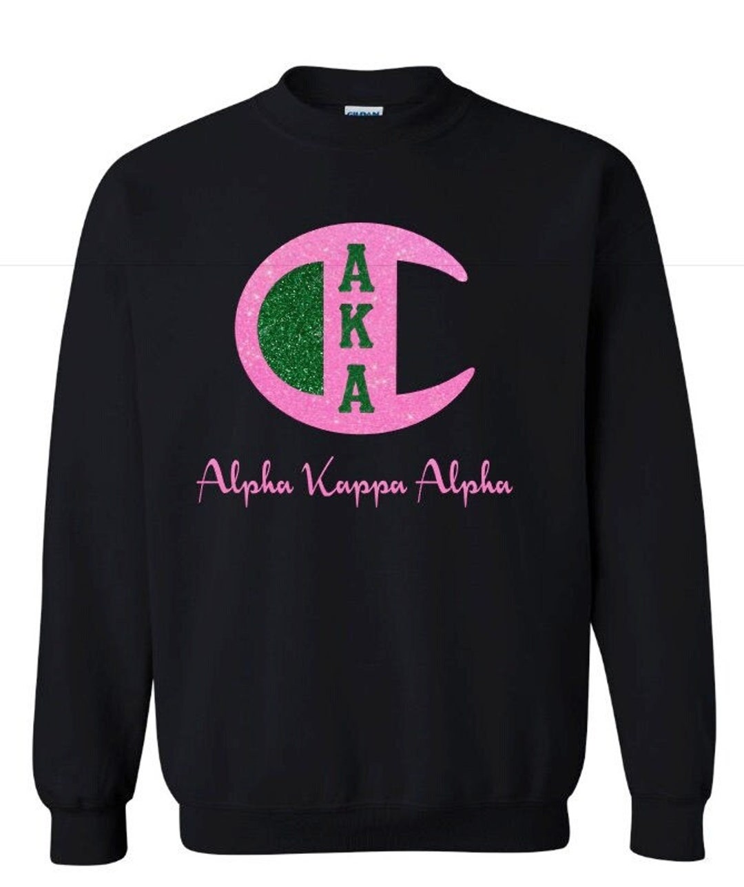 AKA Sweatshirt, Pink and Green, Full Glitter, Sorority - Etsy