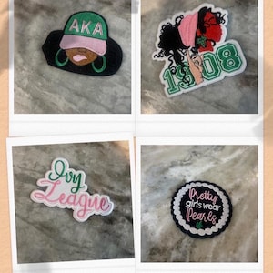AKA Sorority Iron On Embroidered Patches - Pink and Green