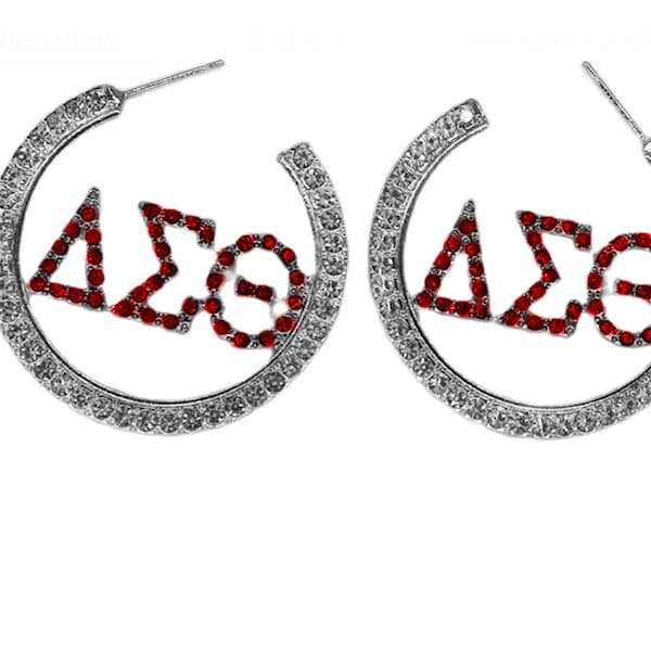 Delta Sigma Theta rhinestone hoop earrings