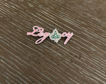 AKA legacy pin, pink and green,