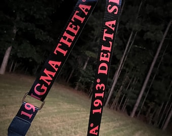 Alça de bolsa Delta Sigma Theta vermelha e branca