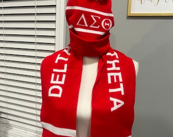 Bufanda y sombrero Delta Sigma Theta, rojo y blanco, 1913