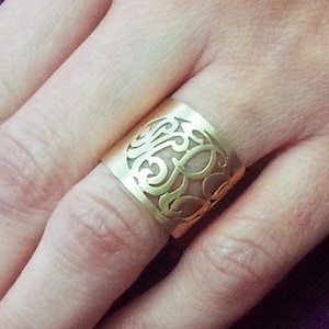Monogram Ring, Cuff Ring, Naam Ring, Aangepaste naam Ring, Initialen Ring, Gepersonaliseerde Ring, Aangepaste Ring, Gouden Ring, Gouden Monogram Ring, Aangepaste sieraden