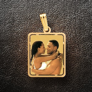 Collana d&#39;oro, Fascino d&#39;oro, Collana fotografica, Collana personalizzata, Ciondolo fotografico, Fascino fotografico, Gioielli personalizzati, Gioielli personalizzati, Regalo per lei, USA MADE