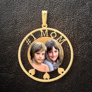 Gold Necklace,Gold Charm,Photo Necklace,Photo pendant,Photo charm,Custom Necklace,Personalized Jewelry,Gift for Her,Custom jewelry,USA MADE