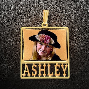 Collana personalizzata, ciondolo fotografico, fascino fotografico, fascino d&#39;oro, collana fotografica, collana d&#39;oro, gioielli personalizzati, regalo per lei, gioielli personalizzati, USA MADE