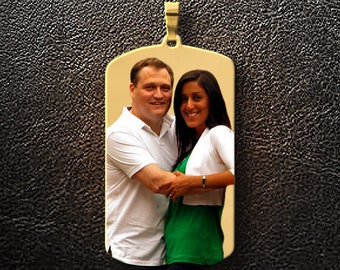 Custom Dog Tag,Photo Dog Tag,Gold Dog Tag,Personalized Dog Tag,Custom Necklace,Gold Necklace,Photo pendant,Photo charm,Gift for Him,USA MADE