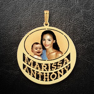 Gold Necklace,Gold Charm,Photo Necklace,Photo pendant,Photo charm,Custom Necklace,Personalized Jewelry,Gift for Her,Custom jewelry,USA MADE
