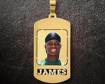 Personalized Dog Tag,Custom Dog Tag,Photo Dog Tag,Custom Necklace,Gold Necklace,Gold Dog Tag,Photo pendant,Photo charm,Gift for Him,USA MADE