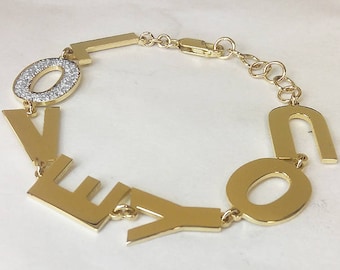 Custom letter bracelet Sterling Silver (No Diamonds)
