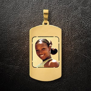 Piastrina personalizzata, Piastrina personalizzata, Piastrina fotografica, Collana personalizzata, Collana d&#39;oro, Piastrina d&#39;oro, Ciondolo fotografico, Fascino fotografico, Regalo per lui, USA MADE