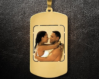 Gold Dog Tag,Custom Dog Tag,Photo Dog Tag,Personalized Dog Tag,Custom Necklace,Gold Necklace,Photo pendant,Photo charm,Gift for Him,USA MADE