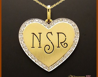 Monogram Necklace,Initial Necklace,Gold Necklace,Diamond Necklace,Heart Necklace,Custom Charm,Initial Pendant,Custom Necklace,Custom Jewelry