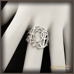 Sterling Silver Two Initial Monogram Ring - Handcrafted Initial Ring - Made in USA