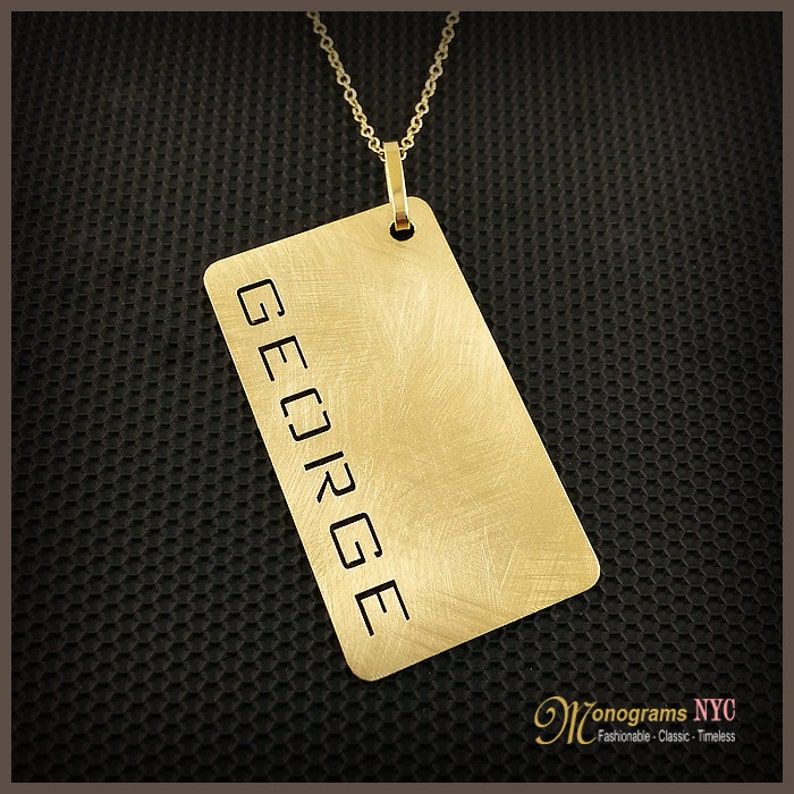 14kt. Gold Dog Tag Necklace With Personalized Name 100 Etsy