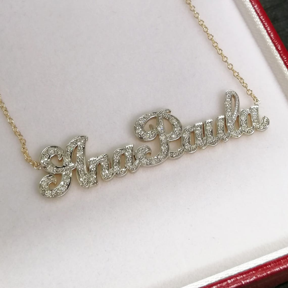 Diamond Name Necklace Handcrafted Necklace Personalized Etsy