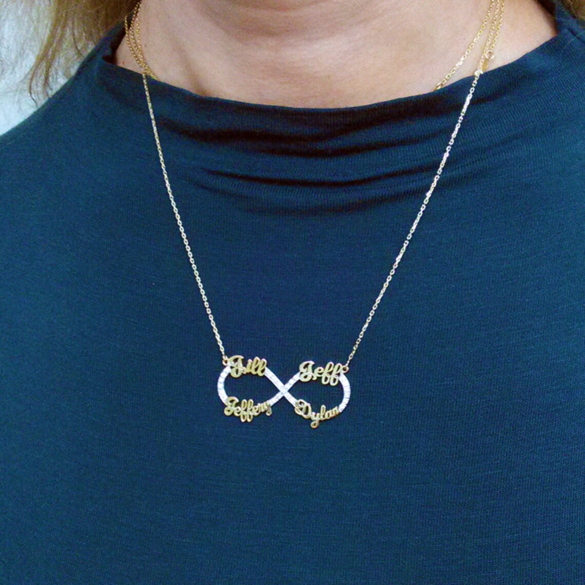 4 Name Necklace - Infinity Name Necklace - Four Name Necklace -name ...