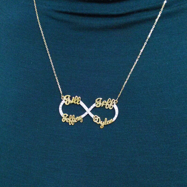 4 Name Necklace - Infinity Name Necklace - Four Name Necklace -name ...