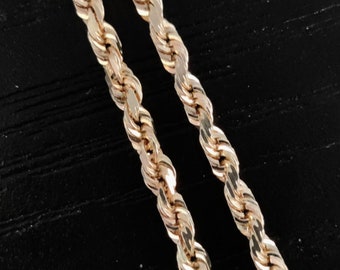 Rope Chain Necklace, Diamond cut rope chain , Solid Rope Chain 14k Yellow Gold Necklace 16" To 30" Inch 2.0 mm Thick