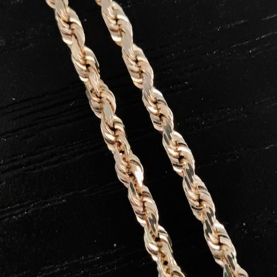 Rope Chain Necklace, Diamond cut rope chain Diamond Cut Solid Rope Chain 14k Yellow Gold Necklace 16" To 30" Inch 2.5 mm Thick