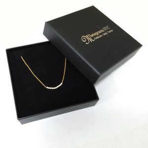 Small Gold and Diamond bezel curved bar Necklace, curved bar necklace, diamond bezel necklace, simple diamond necklace