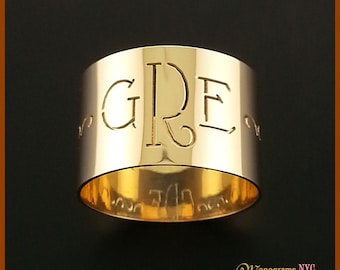 Gold Monogram Ring-Ring With Initials-Block Monogram Ring-Script Initial Ring-Ring Monogram-Ring With letter-Monogrammed-Three Initial Ring