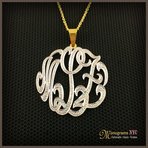 Sterling Silver  Three Initial Monogram Necklace - Handcrafted Initial Necklace - Made in USA