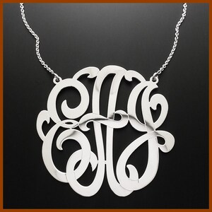 Silver Monogram Necklace - Handcrafted Monogram Necklace - Monogrammed jewelry Gifts - custom Initial Necklace - custom monogram necklace