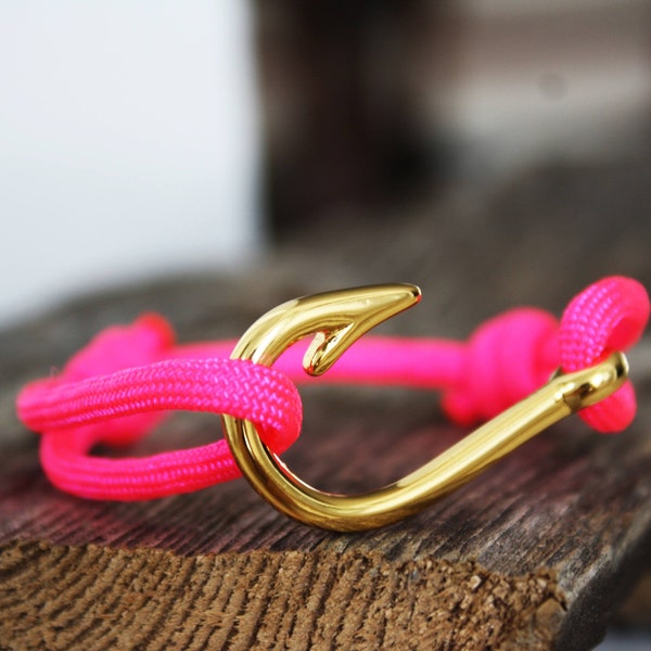 Hot Pink Paracord Fish Hook Bracelet