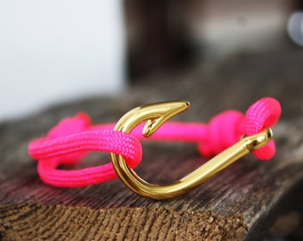 Hot Pink Paracord Fish Hook Bracelet