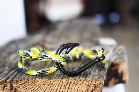 camouflage fishing hooks Hat Fish Hook (Camo) letting everyone know youre a dedicated angler at heart Yellow Camo Paracord Fish Hook