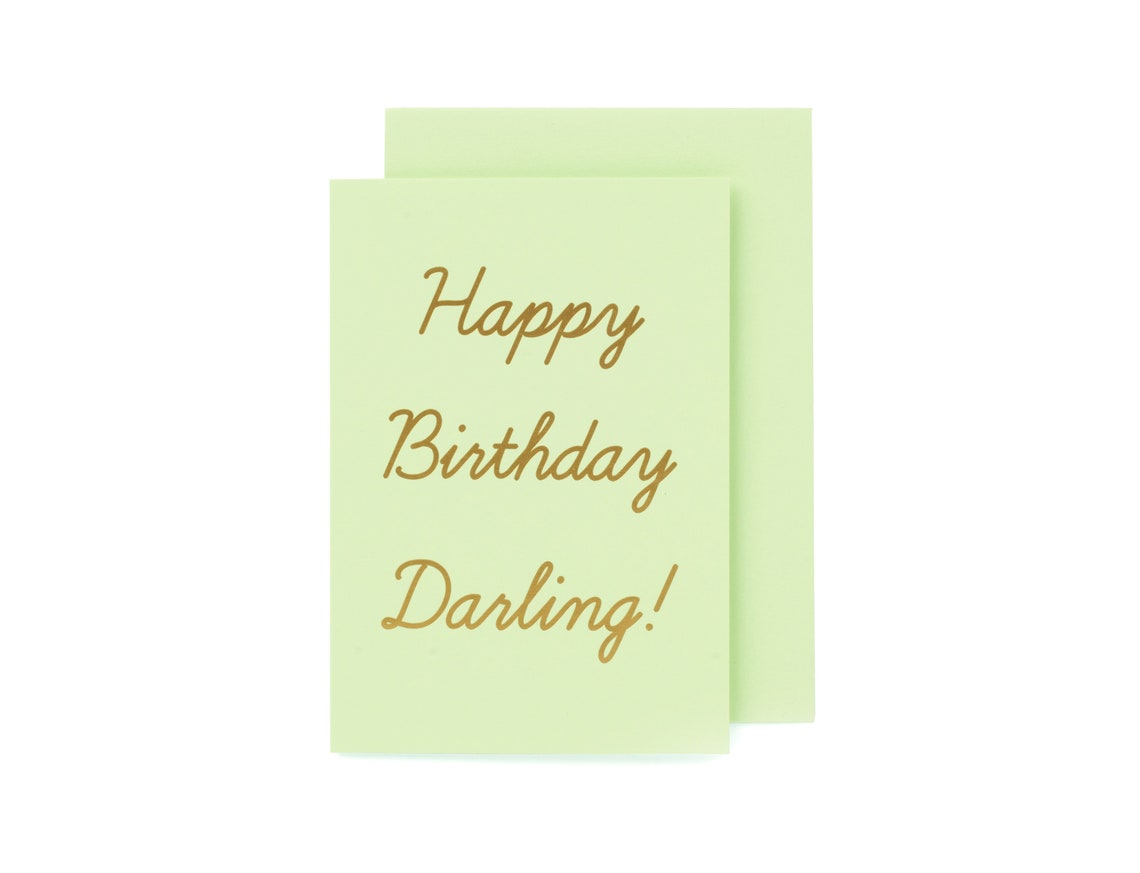 Happy Birthday Darling Greeting card with matching gold envelope seal