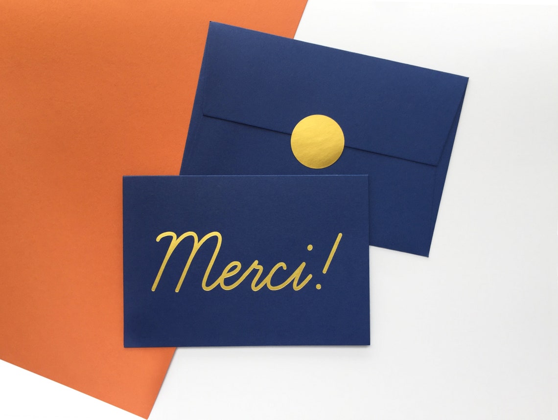 Merci! Gold Foil Blocked Thank You Card on Luxe Sustainable Paper With ...