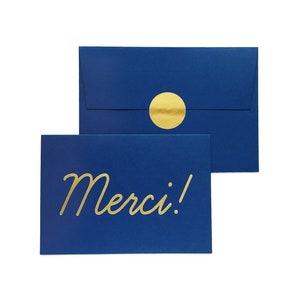 Set of 5 x Merci! Luxe Gold foil blocked Thank You card w Luxe envelope + envelope seal. Made in the UK!