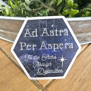 Ad Astra Per Aspera matte holographic waterproof vinyl sticker, Classical Conversations Challenge B Astronomy sticker