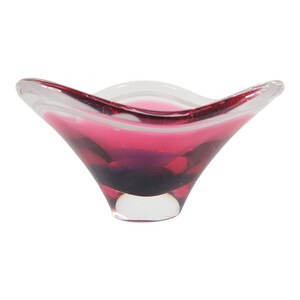 Paul Kedelv For Flygsfors Coquille Glass Bowl Pink Purple Signed Art Glass
